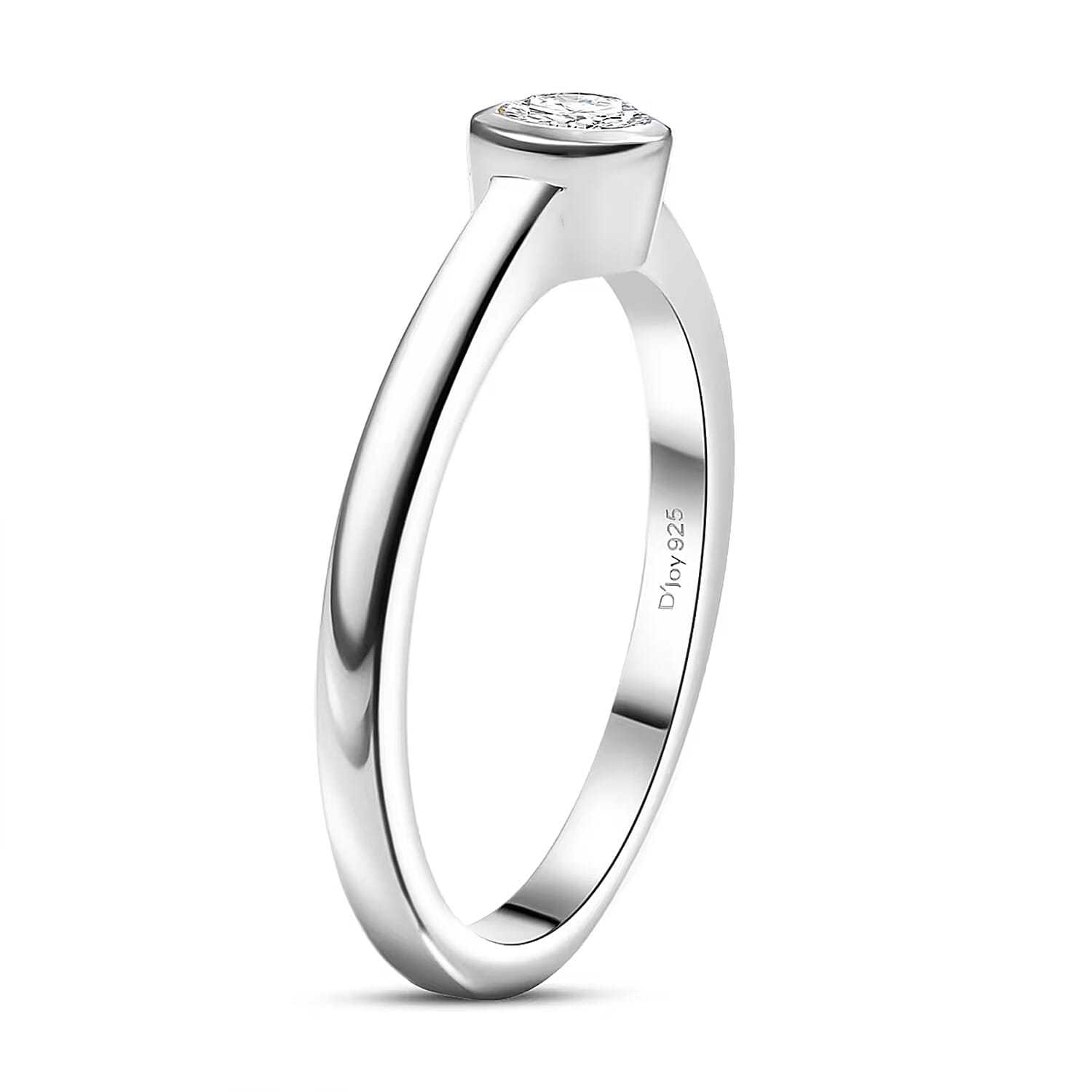 D'Joy Moissanite Solitaire Ring in Rhodium Over Sterling Silver 0.25 ctw (Size 10.0)