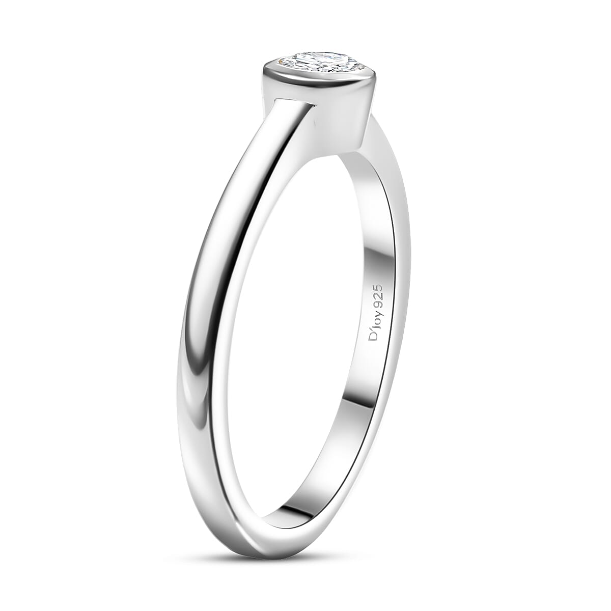 D'Joy Moissanite 0.24 ctw Solitaire Ring in Rhodium Over Sterling Silver (Size 8.0)  image number 3