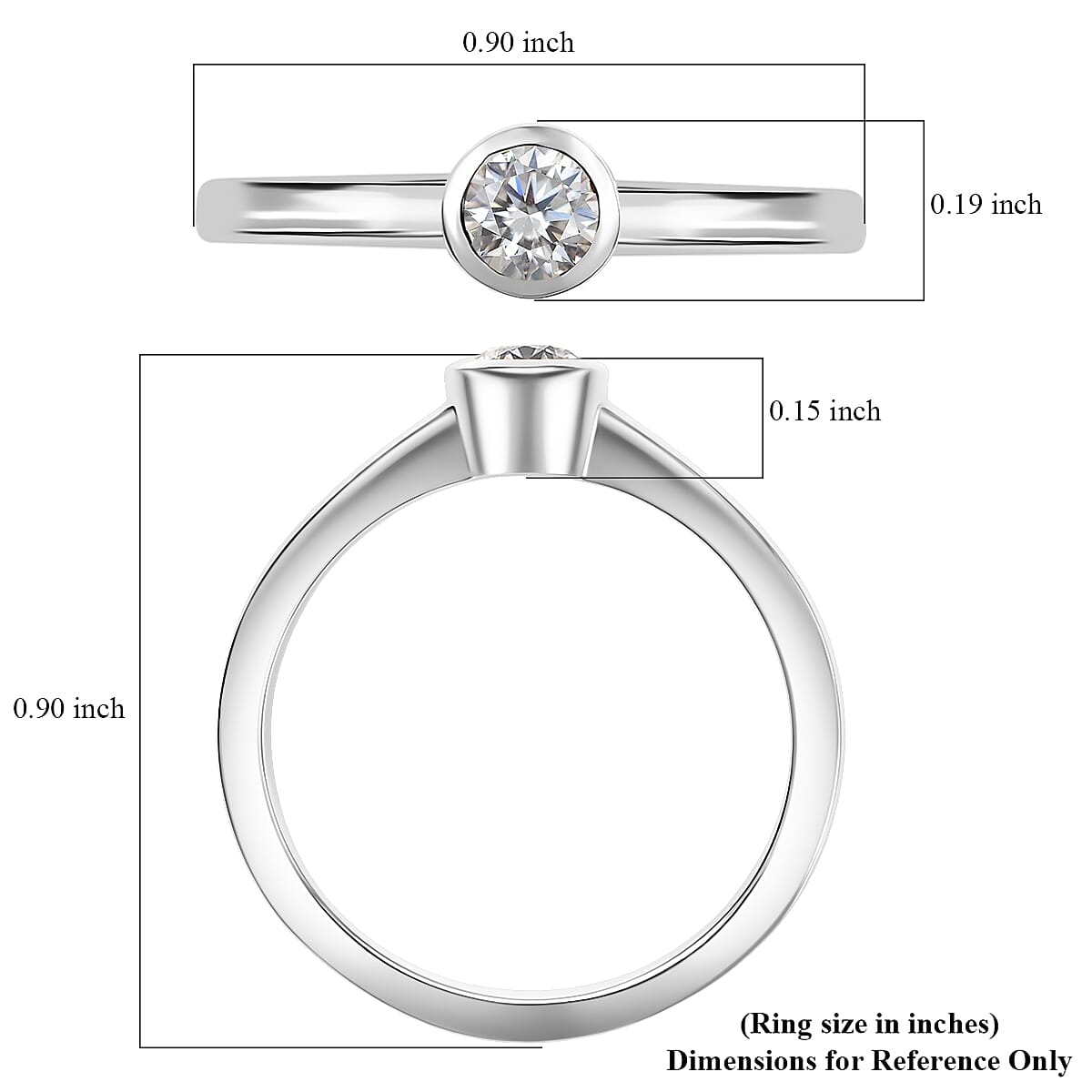 D'Joy Moissanite 0.24 ctw Solitaire Ring in Rhodium Over Sterling Silver (Size 8.0)  image number 5