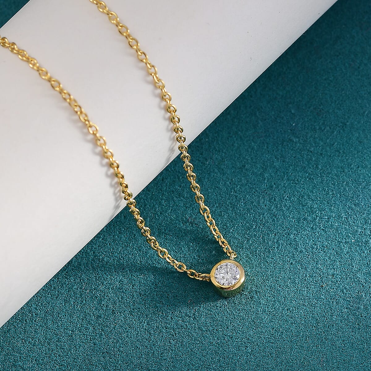 D'Joy Moissanite 0.25 ctw Necklace in 18K Vermeil Yellow Gold Over Sterling Silver 18 Inches image number 1