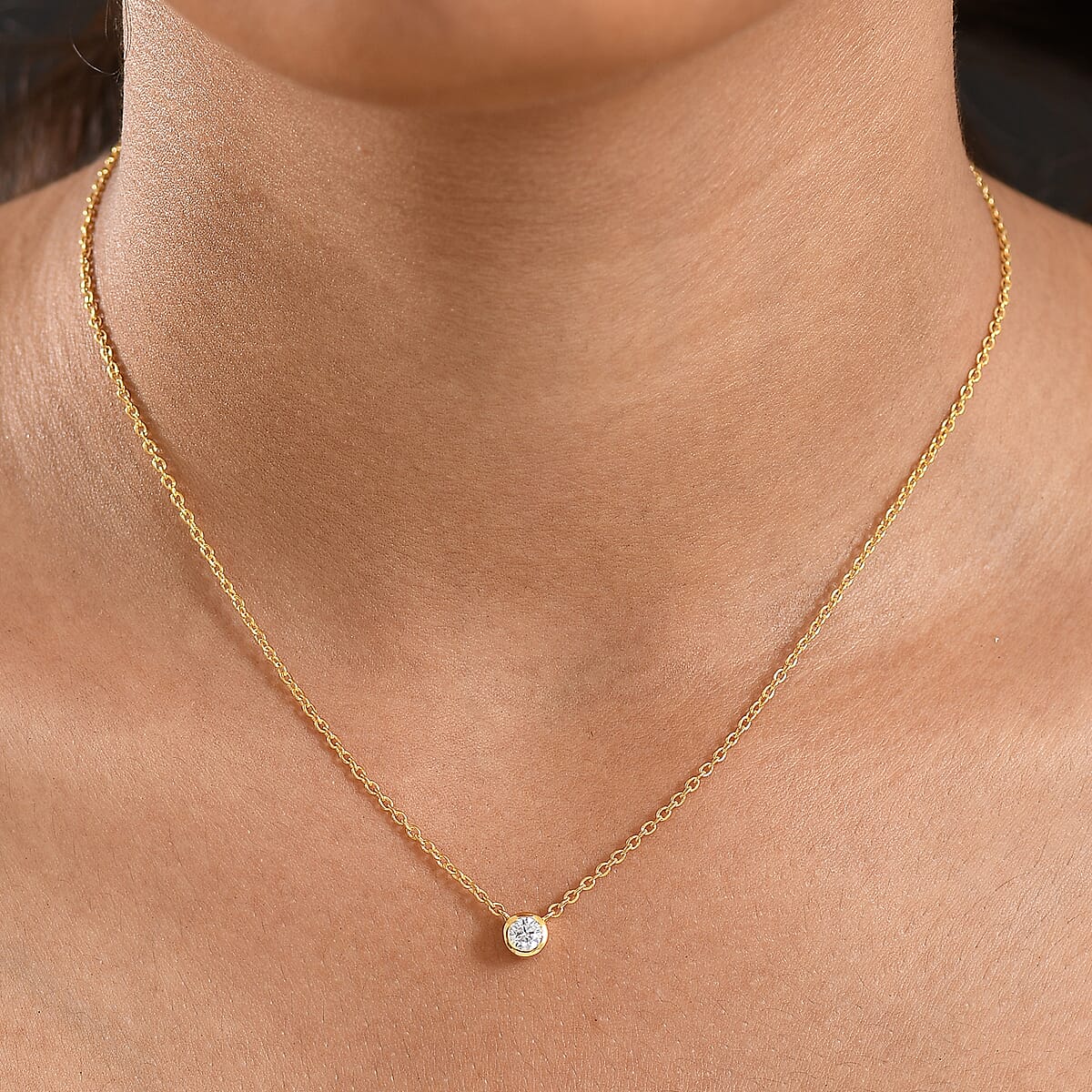 D'Joy Moissanite 0.25 ctw Necklace in 18K Vermeil Yellow Gold Over Sterling Silver 18 Inches image number 2
