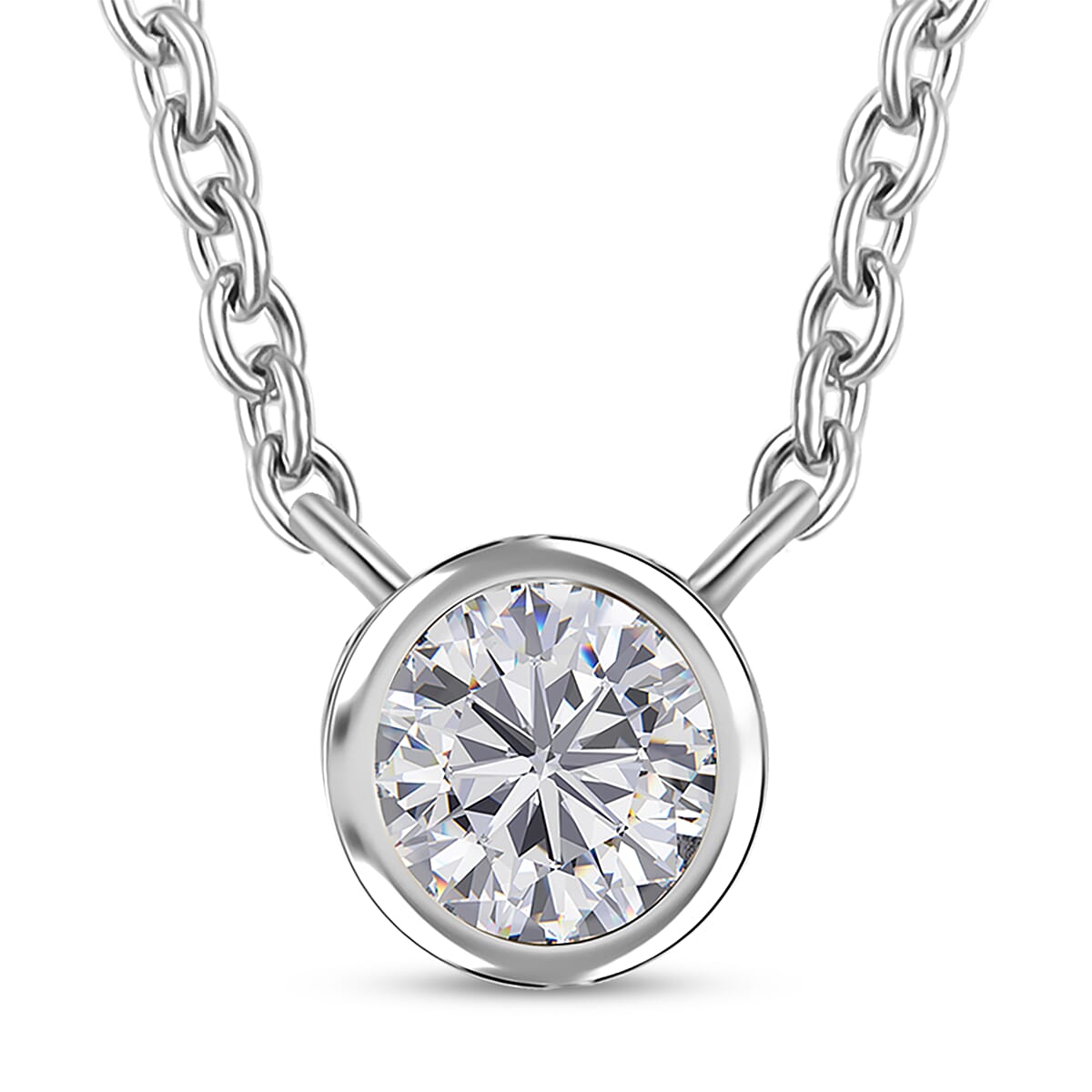 D'Joy Moissanite 0.25 ctw Necklace in Rhodium Over Sterling Silver 18 Inches image number 0