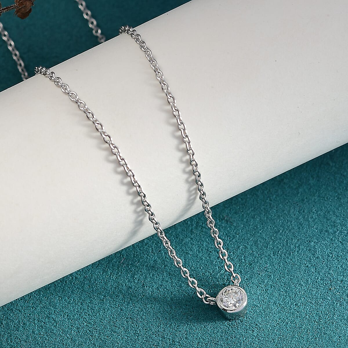 D'Joy Moissanite 0.25 ctw Necklace in Rhodium Over Sterling Silver 18 Inches image number 1