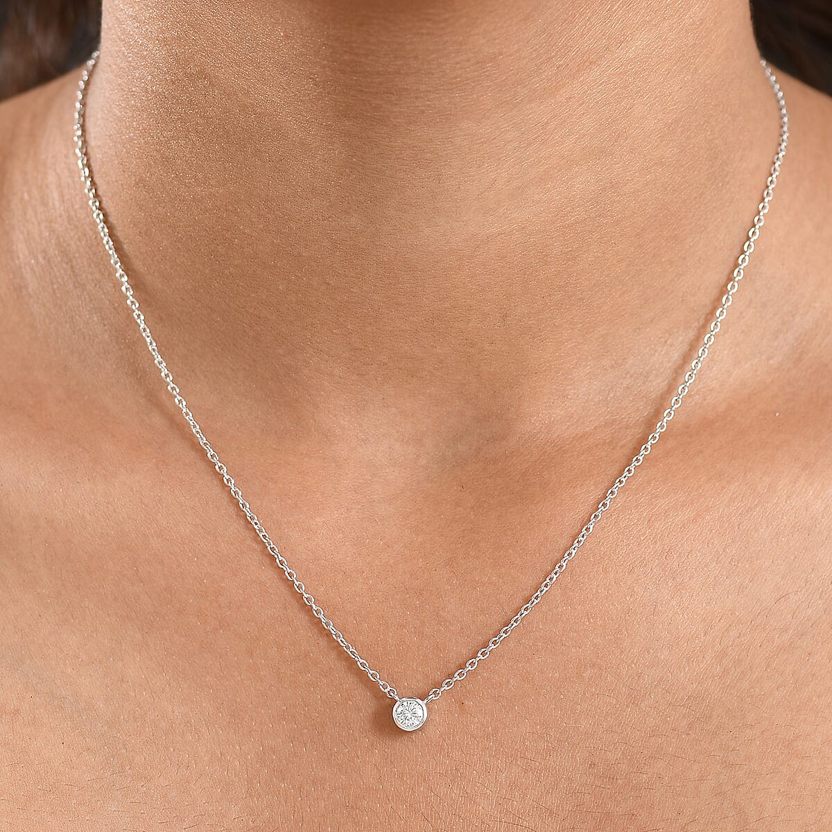 D'Joy Moissanite 0.25 ctw Necklace in Rhodium Over Sterling Silver 18 Inches image number 2
