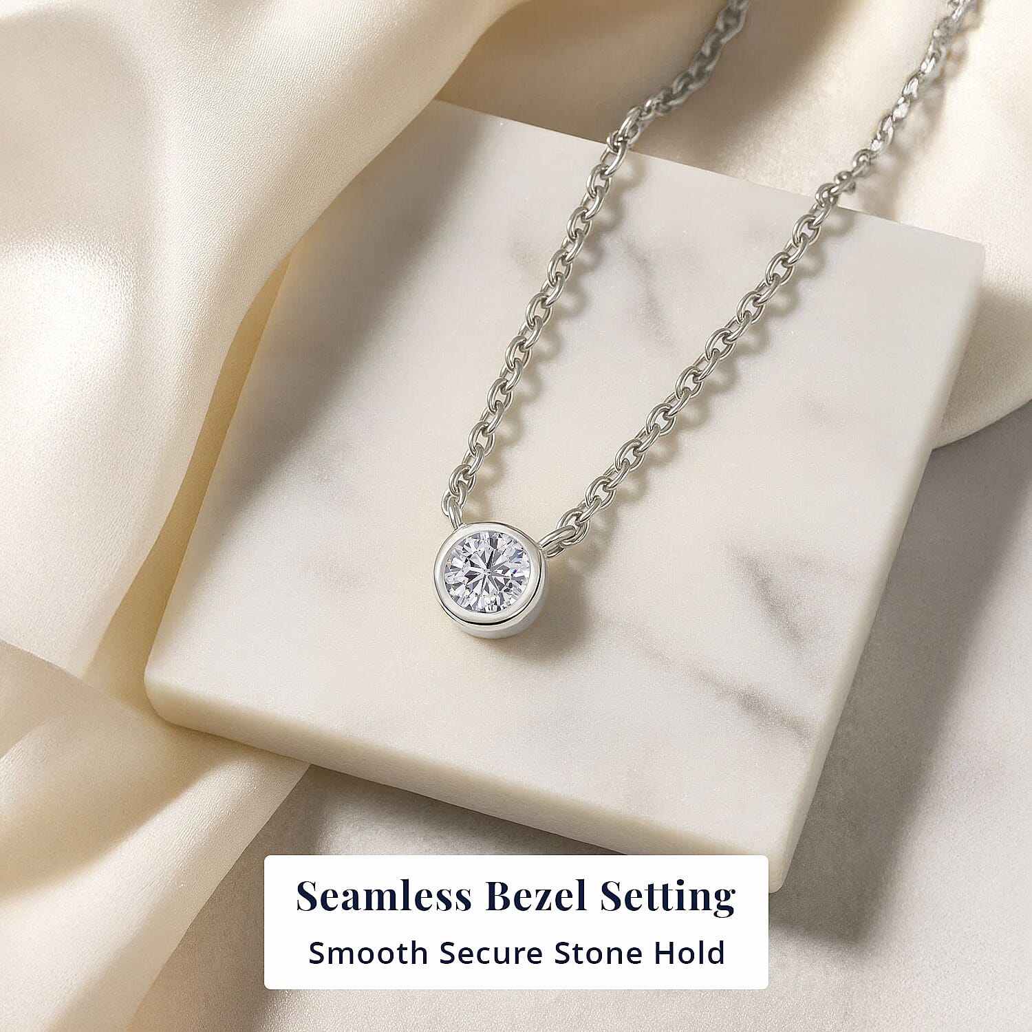 D'Joy Moissanite 0.25 ctw Necklace in Rhodium Over Sterling Silver 18-20 Inches
