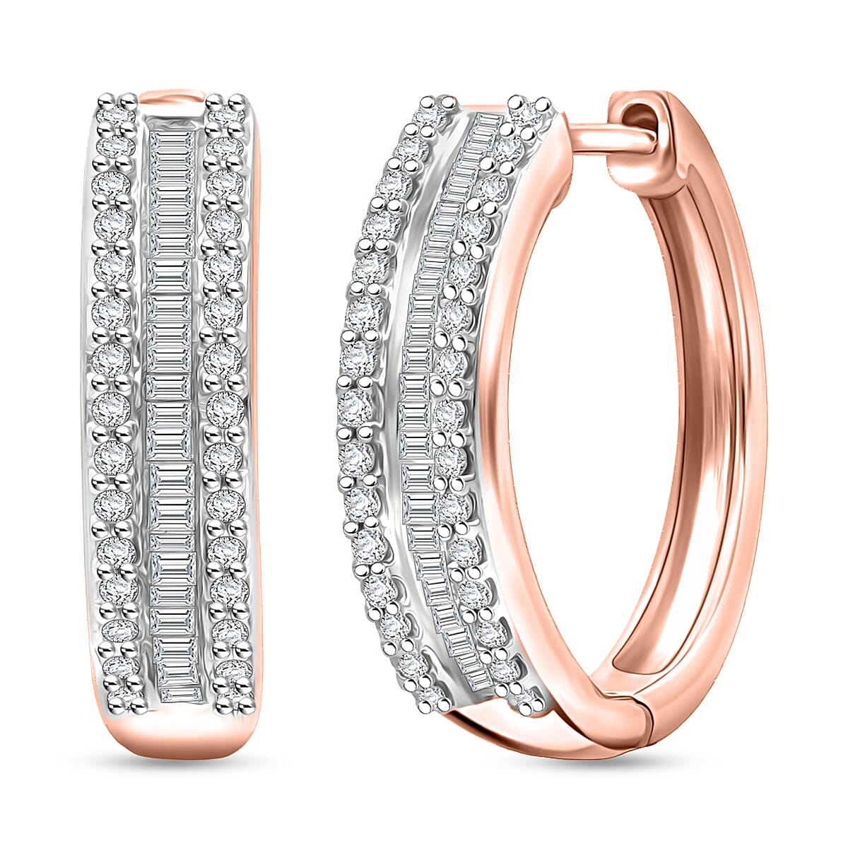 Doorbuster D'Joy Diamond Earrings in Rhodium Over Sterling Silver 0.50 ctw