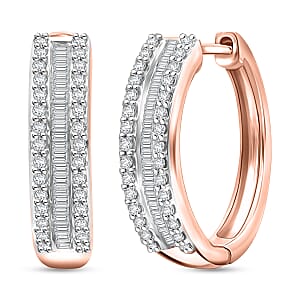 Doorbuster D'Joy Diamond 0.50 ctw Corridor Hoop Earrings in 18K Vermeil Rose Gold Over Sterling Silver