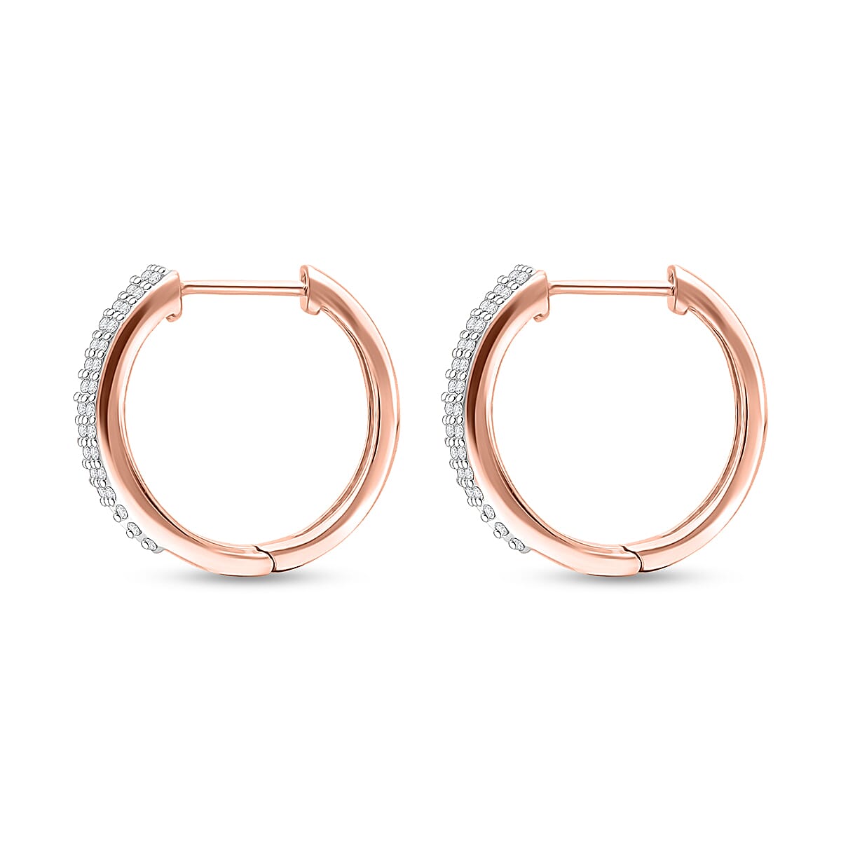 Doorbuster D'Joy Diamond 0.50 ctw Corridor Hoop Earrings in 18K Vermeil Rose Gold Over Sterling Silver image number 3