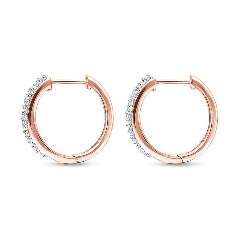  D'Joy Diamond 0.50 ctw Corridor Hoop Earrings in 18K Vermeil Rose Gold Over Sterling Silver