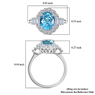 Certified & Appraised AAA Cambodian Blue Zircon and Luxuriant Lab Grown Diamond G-H SI 4.42 ctw Ring in 10K White Gold (Size 10.0) 