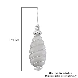 D'Joy Natural Jade 31.00 ctw Carved Dangle Earrings in Rhodium Over Sterling Silver