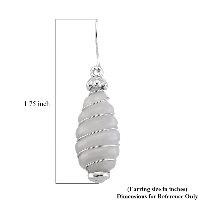 D'Joy Natural Jade 31.00 ctw Carved Dangle Earrings in Rhodium Over Sterling Silver
