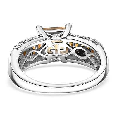 GP Royal Art Deco Collection Premium Brazilian Citrine and White Zircon 2.50 ctw Ring in Rhodium Over Sterling Silver (Size 10.0)