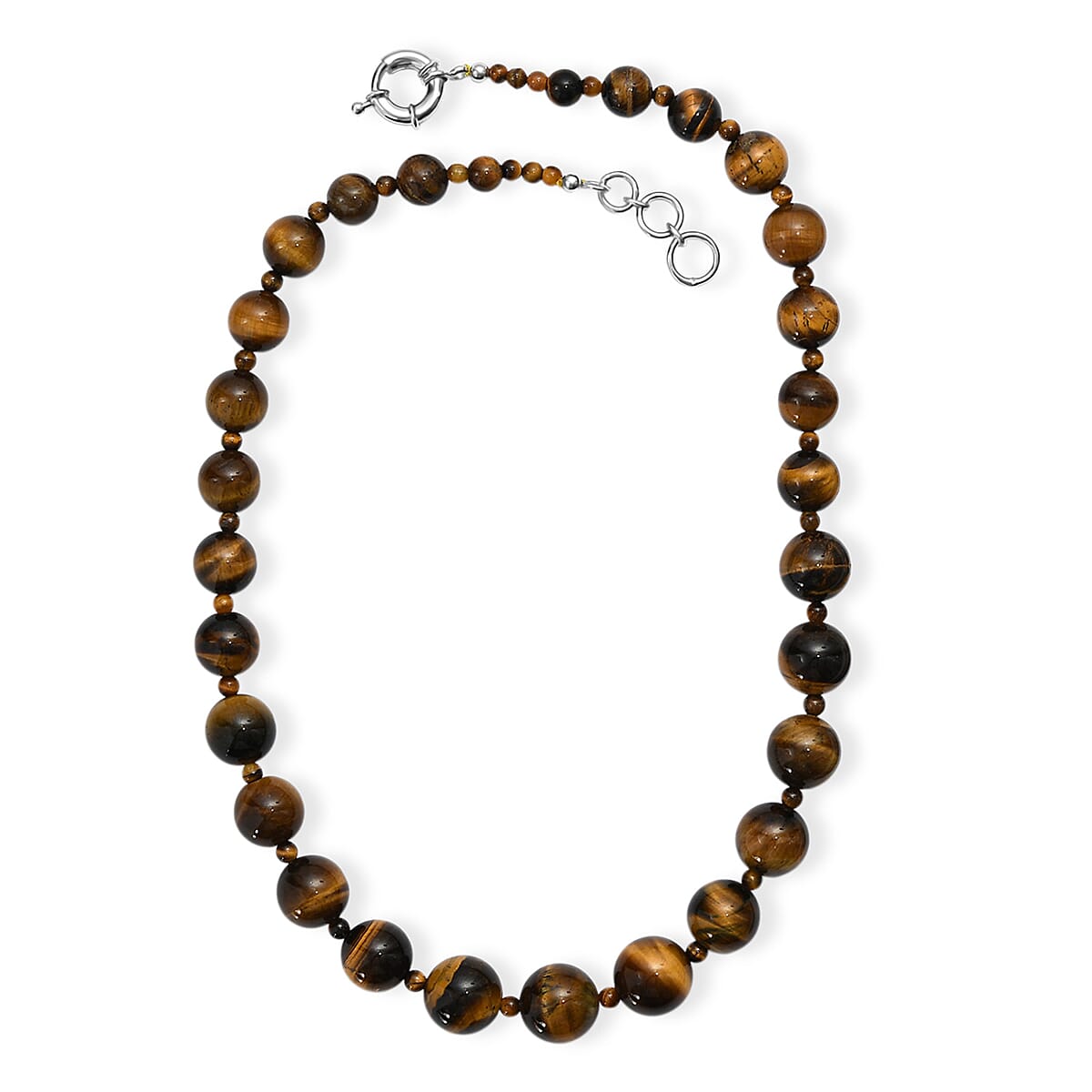 Tigers Eye 470.00 ctw Beaded Necklace in Platinum Bond 20 Inches image number 3