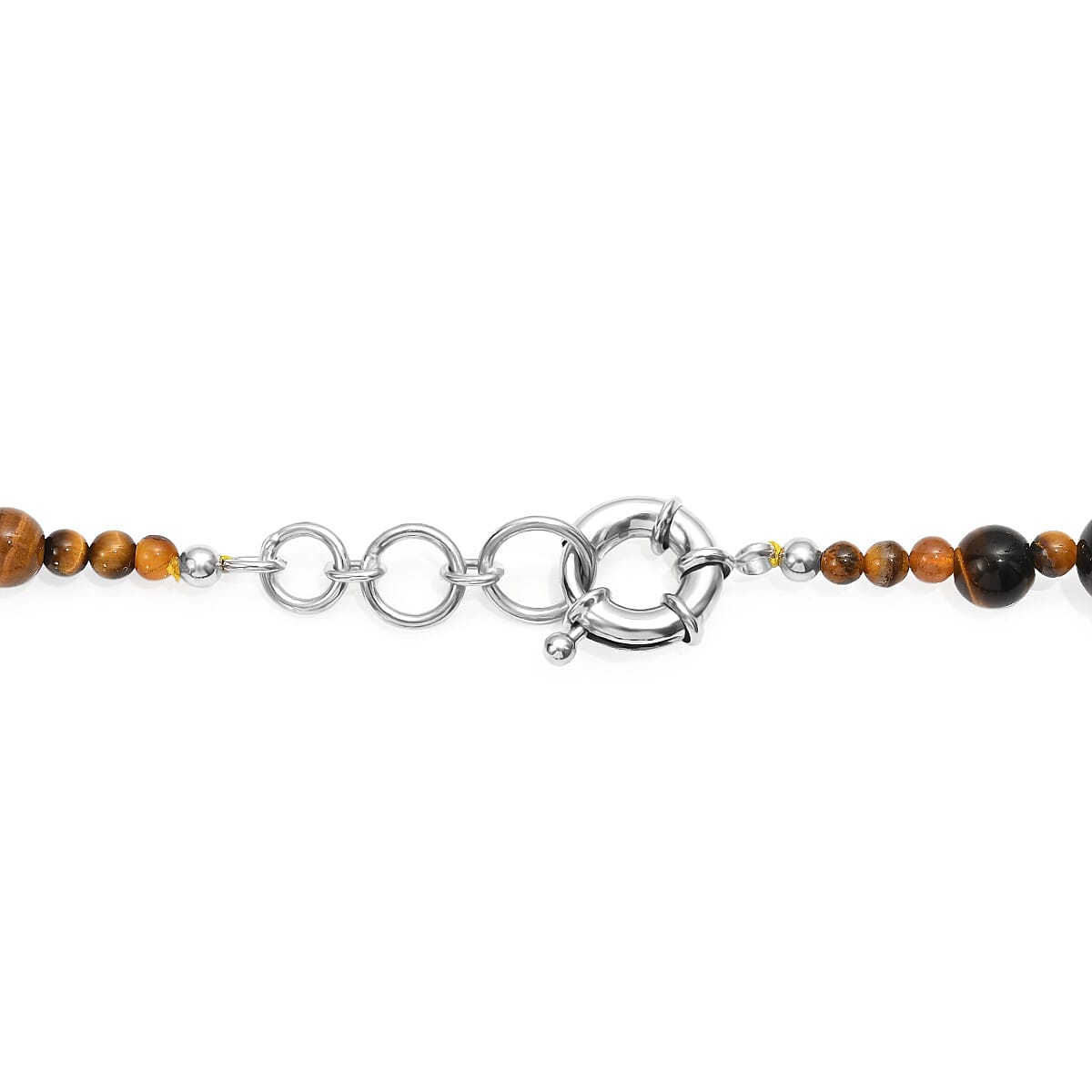 Tigers Eye 470.00 ctw Beaded Necklace in Platinum Bond 20 Inches image number 4