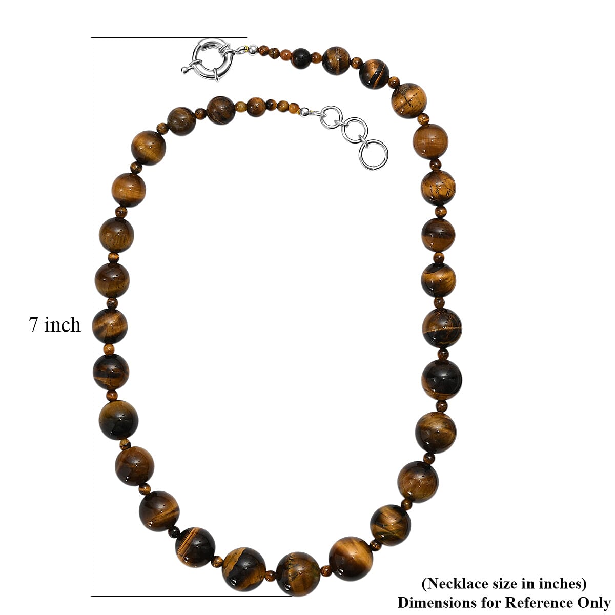 Tigers Eye 470.00 ctw Beaded Necklace in Platinum Bond 20 Inches image number 5