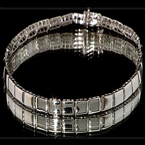 Bar Link Bracelet in 950 Palladium and 10K White Gold (7.25 In) 4.85 Grams