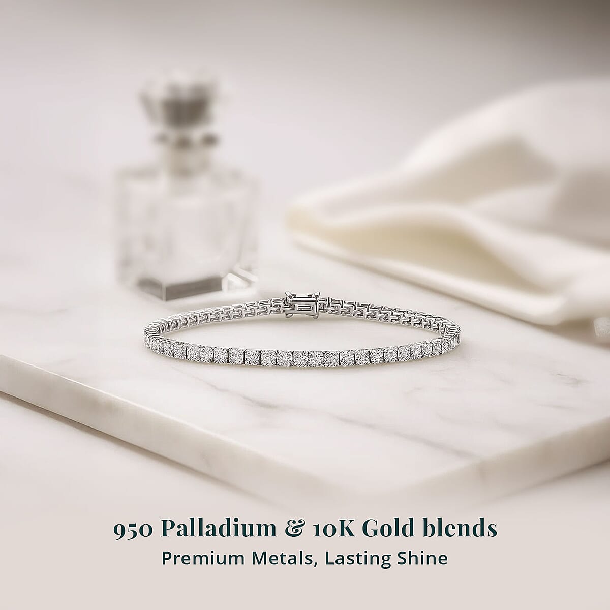 Luxuriant Lab Grown Diamond E-F VS 5.15 ctw Tennis Bracelet in 950 Palladium and 10K White Gold (6.50 In) image number 2