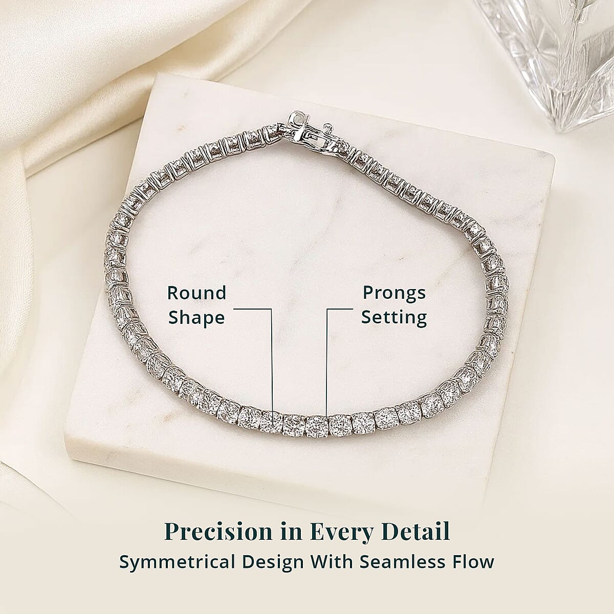 Luxuriant Lab Grown Diamond E-F VS 5.15 ctw Tennis Bracelet in 950 Palladium and 10K White Gold (6.50 In) image number 4