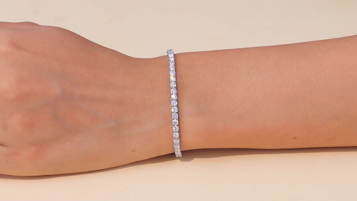 950 Palladium and 10K White Gold Luxuriant Lab Grown Diamond (E-F, VS) Tennis Bracelet (6.50 In) 5.15 ctw