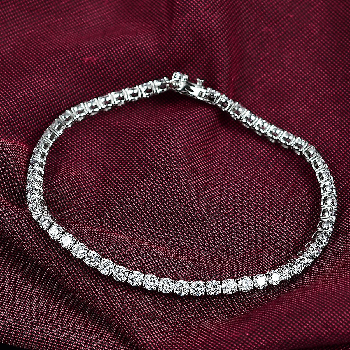 Luxuriant Lab Grown Diamond E-F VS 5.15 ctw Tennis Bracelet in 950 Palladium and 10K White Gold (8.00 In) image number 1