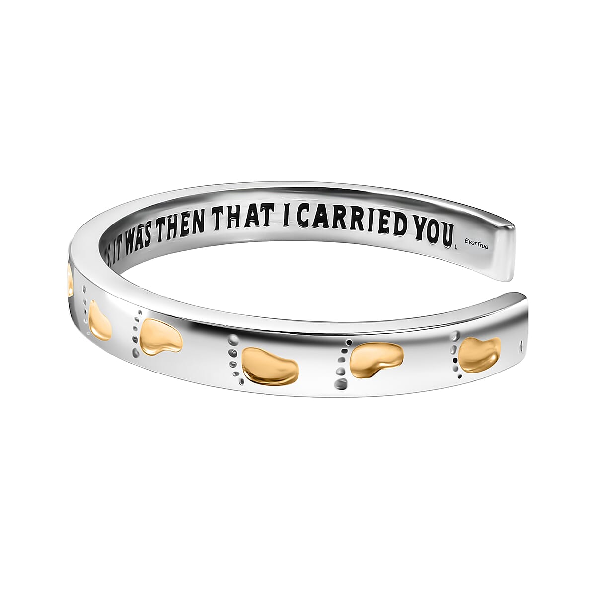 EverTrue Footsteps Cuff Bracelet in 18K YG Plated and Platinum Bond (6.50 In) image number 3