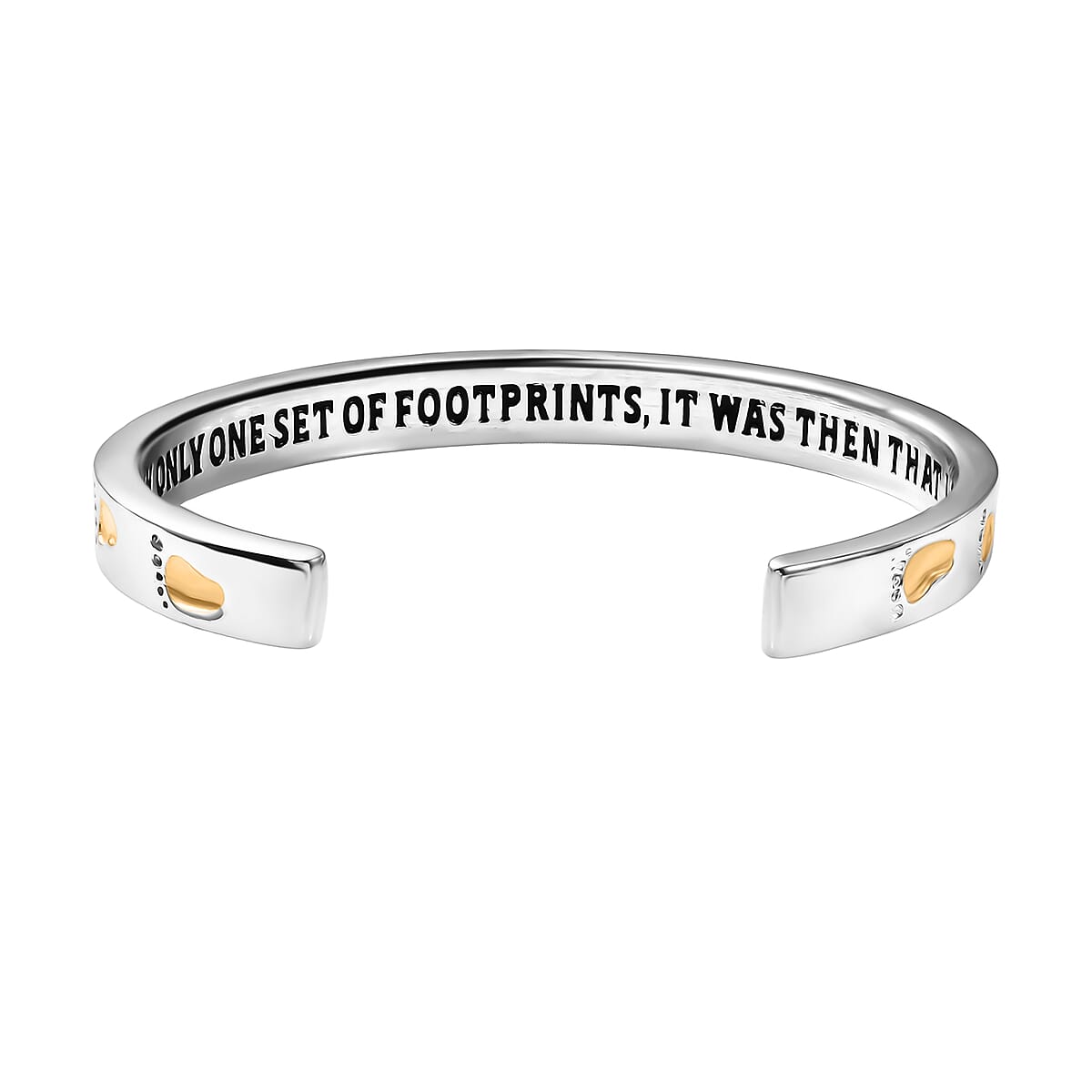 EverTrue Footsteps Cuff Bracelet in 18K YG Plated and Platinum Bond (6.50 In) image number 4
