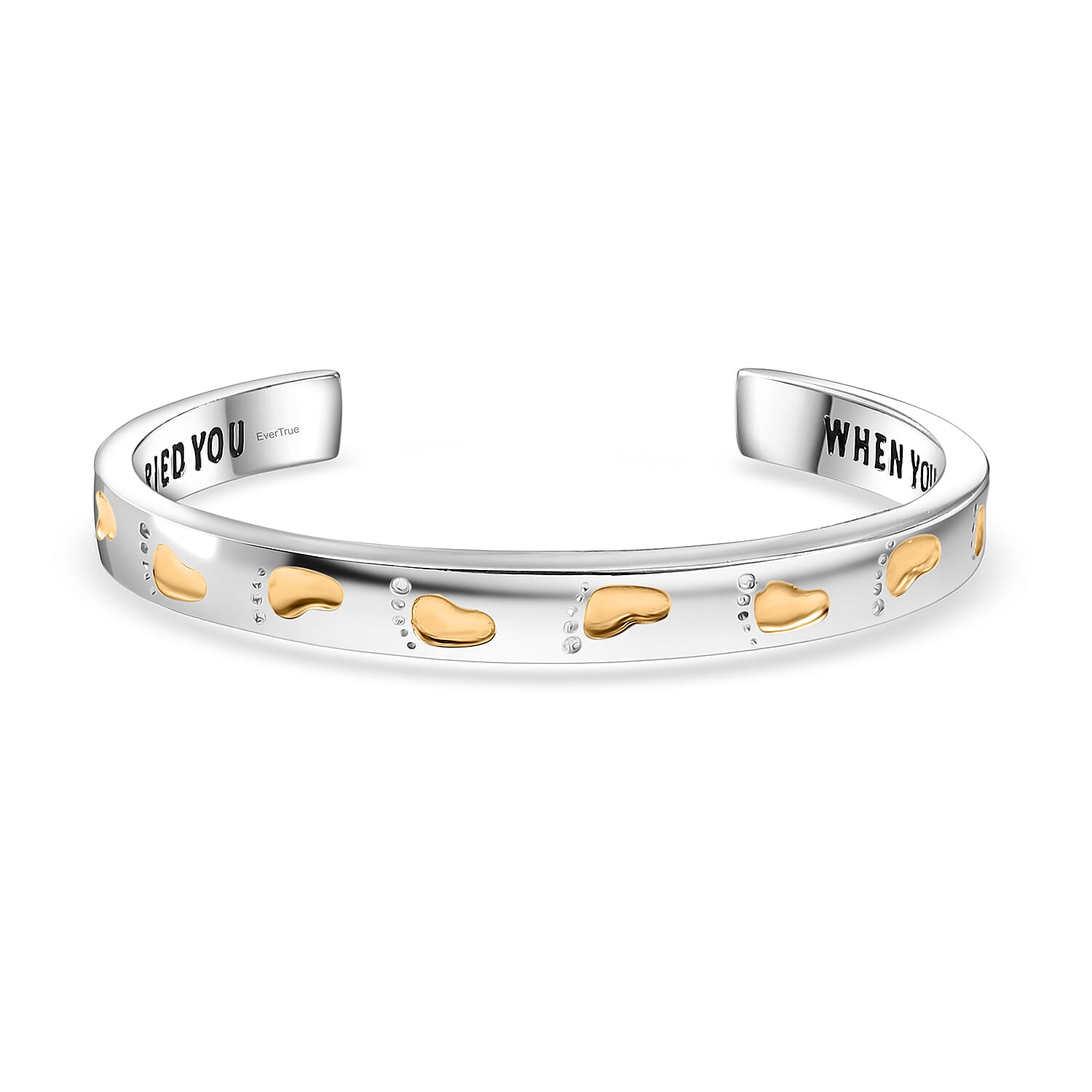 EverTrue Footsteps Cuff Bracelet in 18K YG Plated and Platinum Bond (8.00 In)