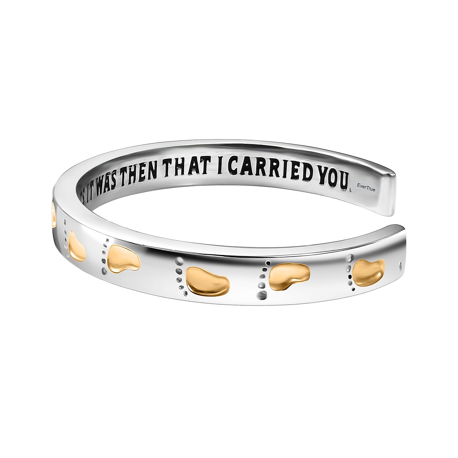 EverTrue Footsteps Cuff Bracelet in 18K YG Plated and Platinum Bond (8.00 In)