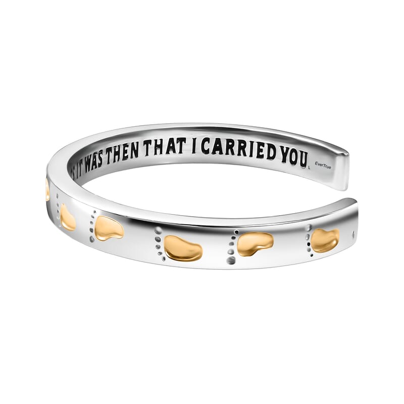 EverTrue Footsteps Cuff Bracelet in 18K YG Plated and Platinum Bond (8.00 In)