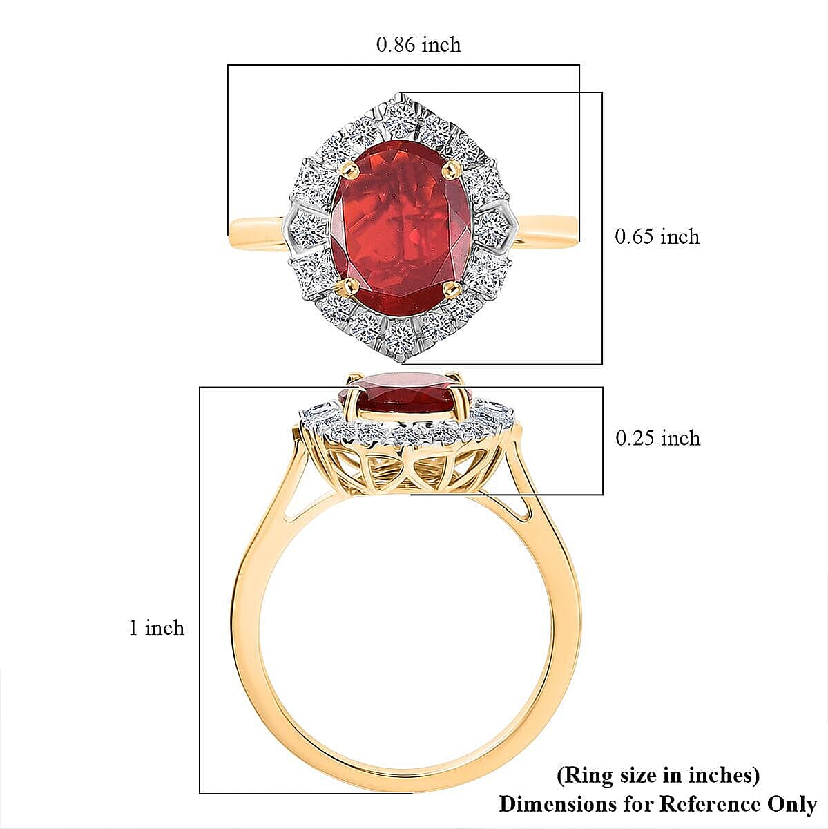 Host Pick 10K Yellow Gold AAAA Salamanca Fire Opal, Luxuriant Lab Grown Diamond (G-H, SI) Ring (Size 10.0) 2.21 ctw image number 5