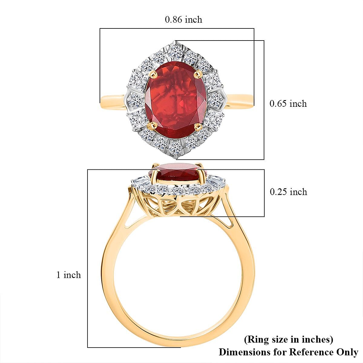 Host Pick 10K Certified and Appraised Yellow Gold AAA Salamanca Fire Opal, Luxuriant Lab Grown Diamond (G-H, SI) Ring (Size 6.0) 2.21 ctw image number 5