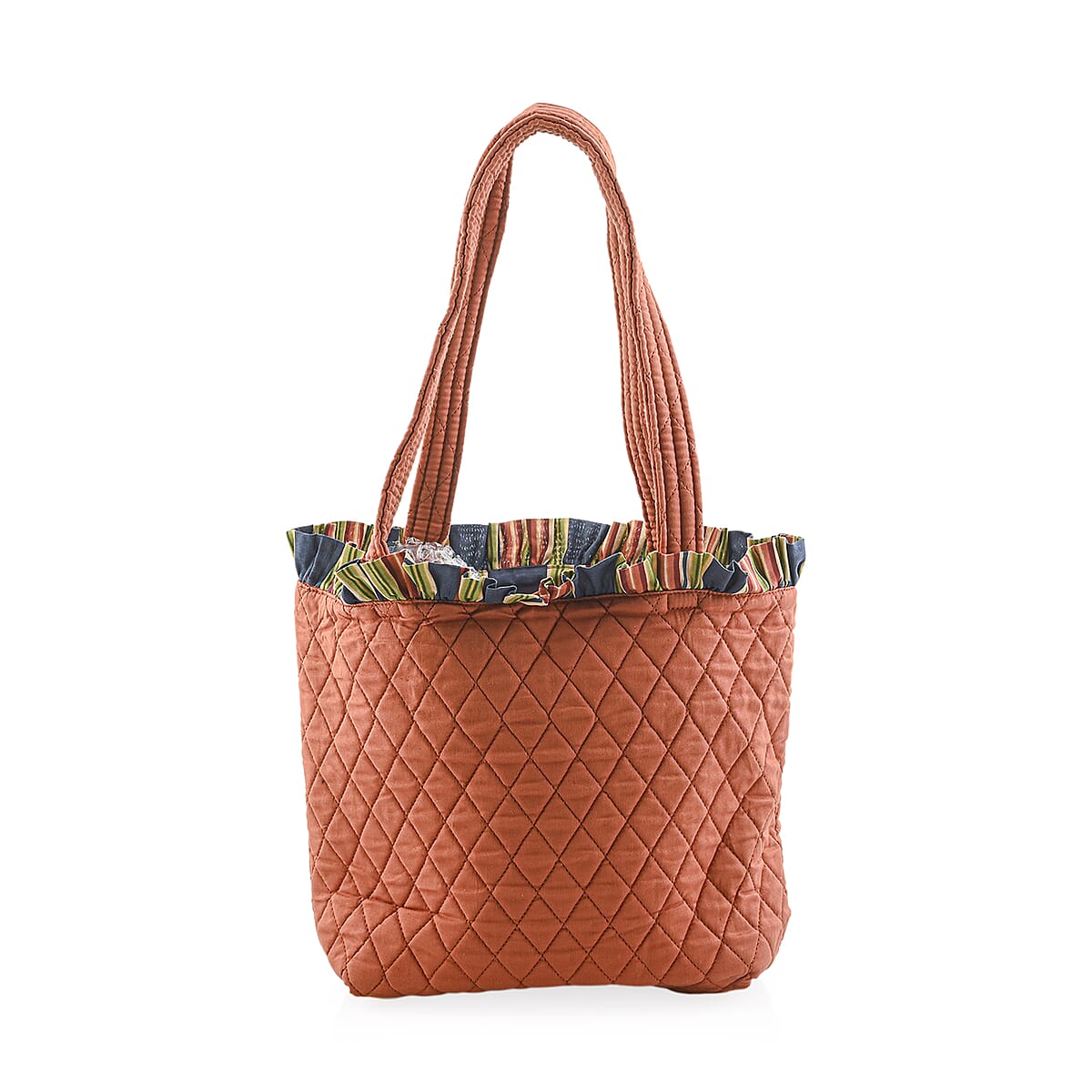 Vegas Closeout OK Burnt Orange Quilted Shoulder Bag with Photo Pocket image number 3