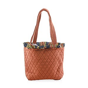 Vegas Closeout OK Burnt Orange Quilted Shoulder Bag with Photo Pocket (10x13x4)