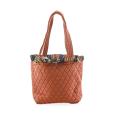 Vegas Closeout OK Burnt Orange Quilted Shoulder Bag with Photo Pocket (10x13x4)
