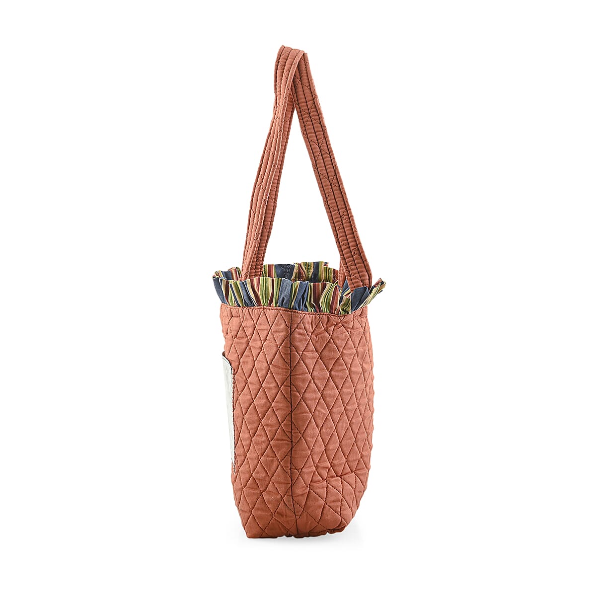 Vegas Closeout OK Burnt Orange Quilted Shoulder Bag with Photo Pocket image number 4