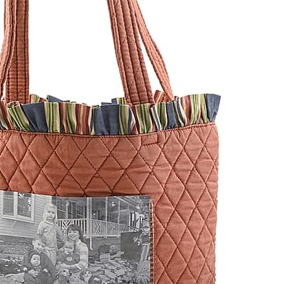 Vegas Closeout OK Burnt Orange Quilted Shoulder Bag with Photo Pocket (10x13x4)