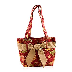 Vegas Closeout OK Red & Green Leaf Quilted Shoulder Bag (10x13x4)