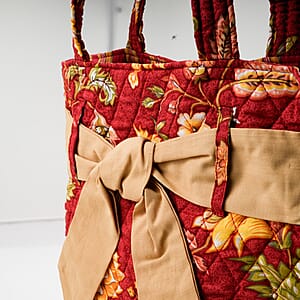 Vegas Closeout OK Red & Green Leaf Quilted Shoulder Bag (10x13x4)