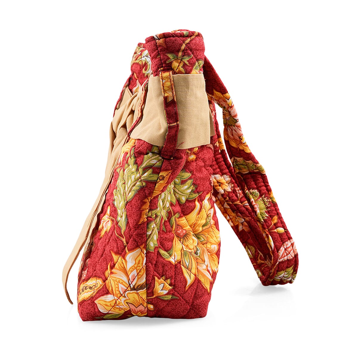 Vegas Closeout OK Red & Green Leaf Quilted Shoulder Bag (10x13x4) image number 2