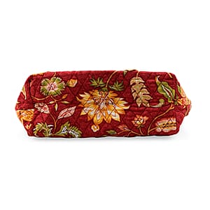 Vegas Closeout OK Red & Green Leaf Quilted Shoulder Bag (10x13x4)