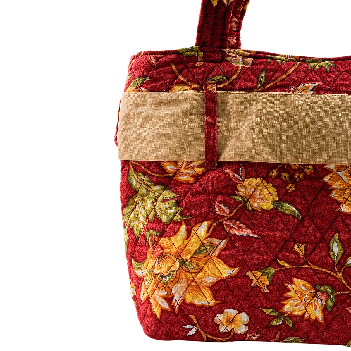 Vegas Closeout OK Red & Green Leaf Quilted Shoulder Bag (10x13x4) image number 4