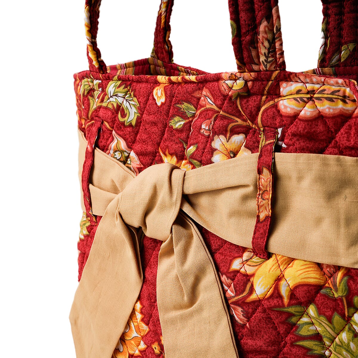 Vegas Closeout OK Red & Green Leaf Quilted Shoulder Bag (10x13x4) image number 5