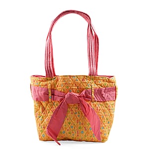 Vegas Closeout OK Yellow & Pink Floral Quilted Shoulder Bag