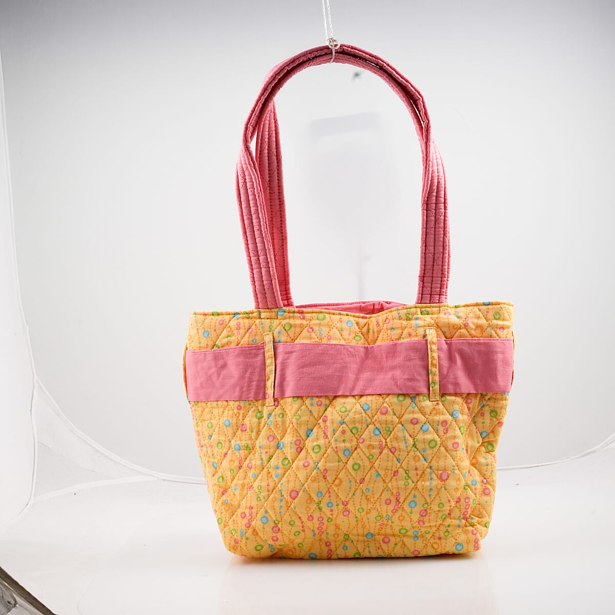 Vegas Closeout OK Yellow & Pink Floral Quilted Shoulder Bag image number 1