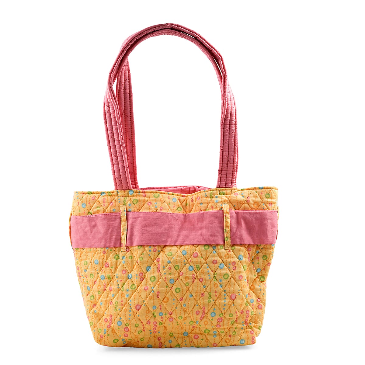 Vegas Closeout OK Yellow & Pink Floral Quilted Shoulder Bag image number 2