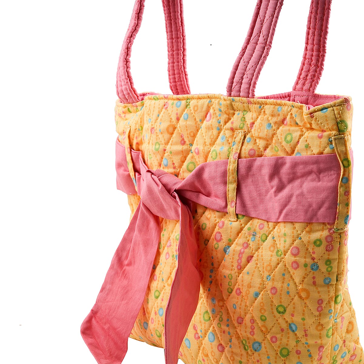 Vegas Closeout OK Yellow & Pink Floral Quilted Shoulder Bag image number 5