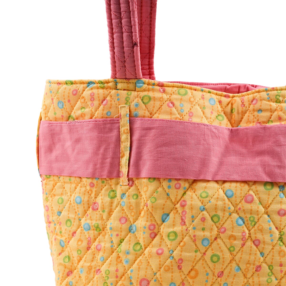 Vegas Closeout OK Yellow & Pink Floral Quilted Shoulder Bag image number 6