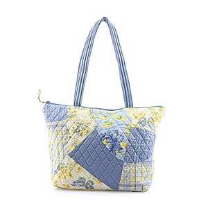Vegas Closeout OK Blue & Yellow Floral Quilted Shoulder Bag