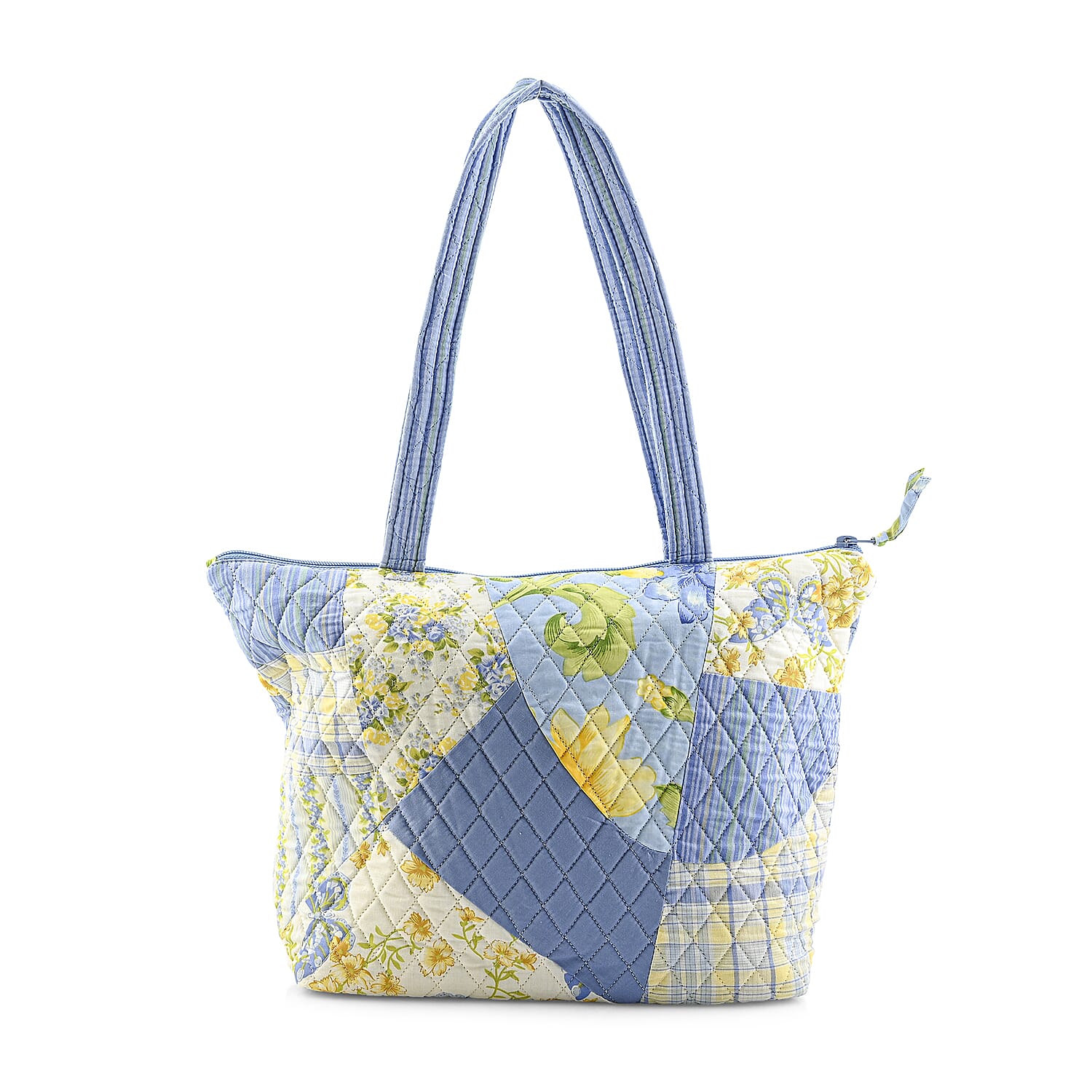 Vegas Closeout OK Blue & Yellow Floral Quilted Shoulder Bag